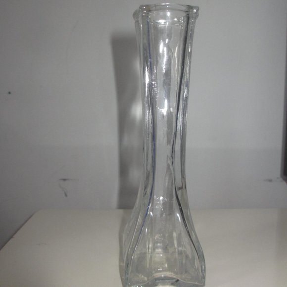 Vase Glass clear corner edge vintage - Picture 2 of 10